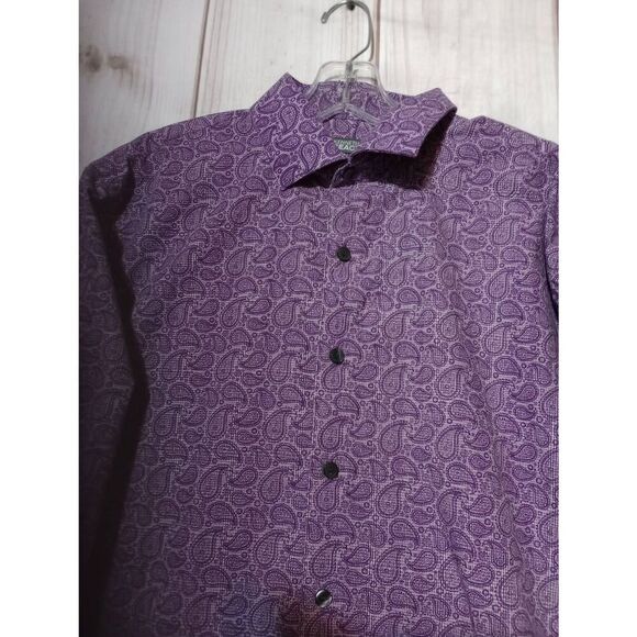 Kenneth Cole Reaction Shirt Men's 16.5‎ Purple Paisley Button Front Long Sleeve - Picture 3 of 9
